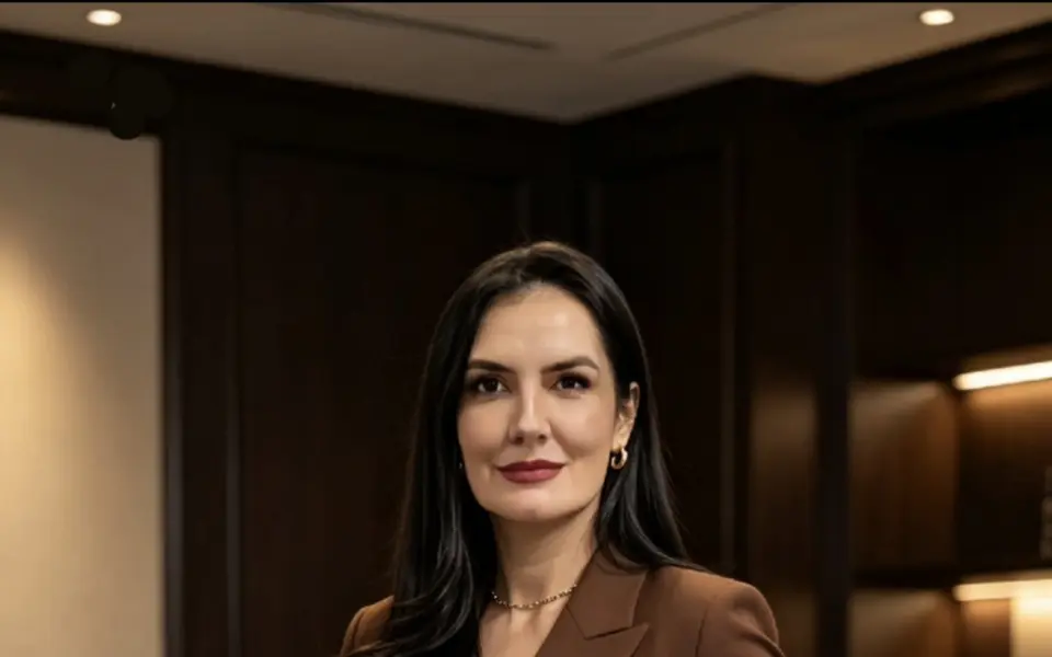 Adriane Colossetti em ambiente profissional, pronta para conversar